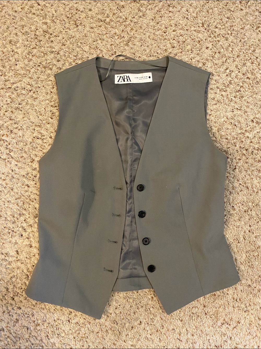 Zara Olive Grey Tailored Vest